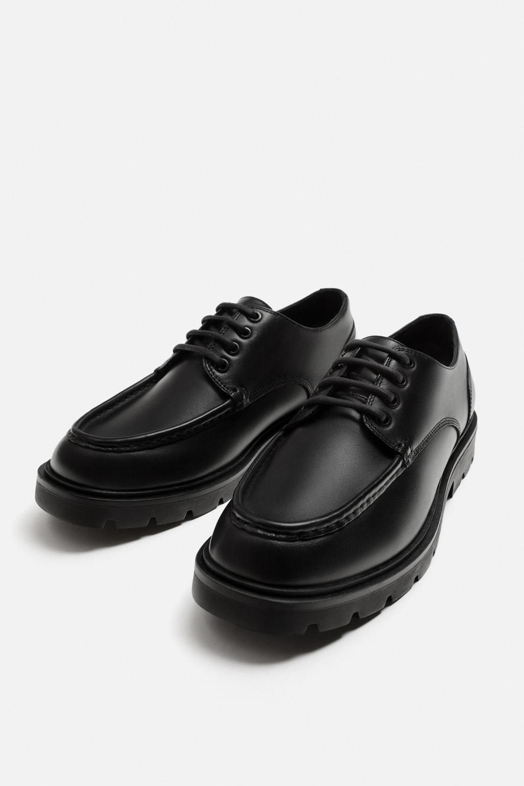 LEATHER SHOES WITH MOC TOE - Zara фото 6
