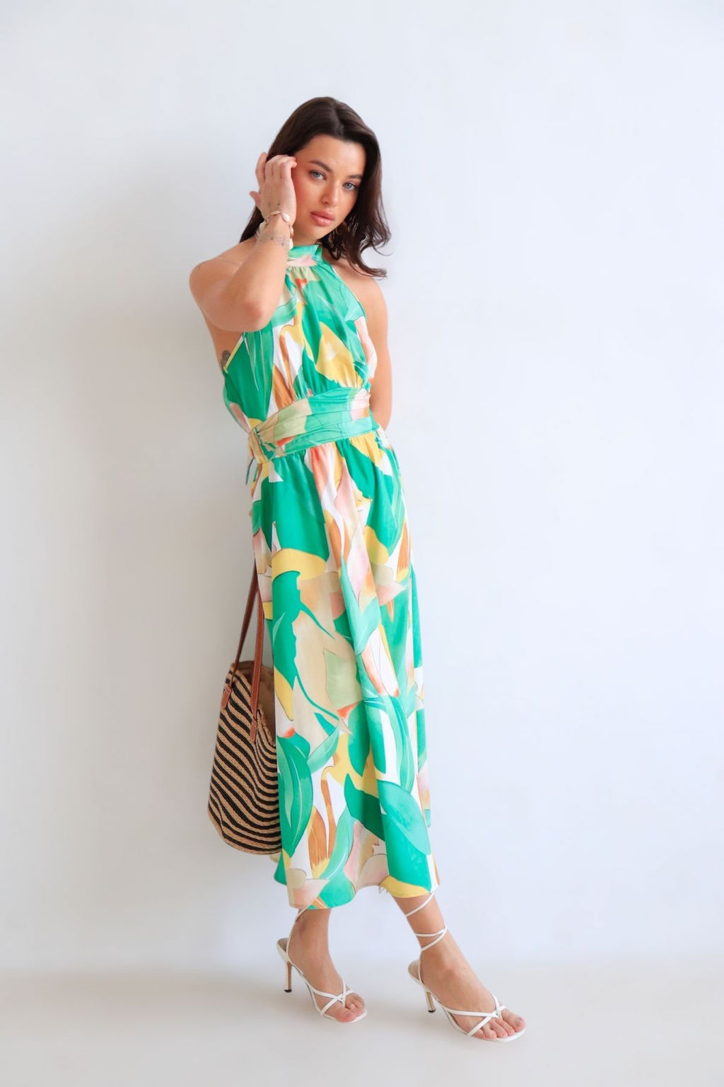 Martichelli Платье зелёное с принтом  фото 7