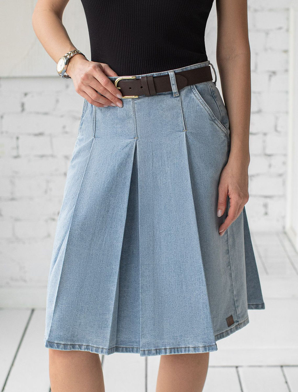 Юбка из эластичного денима