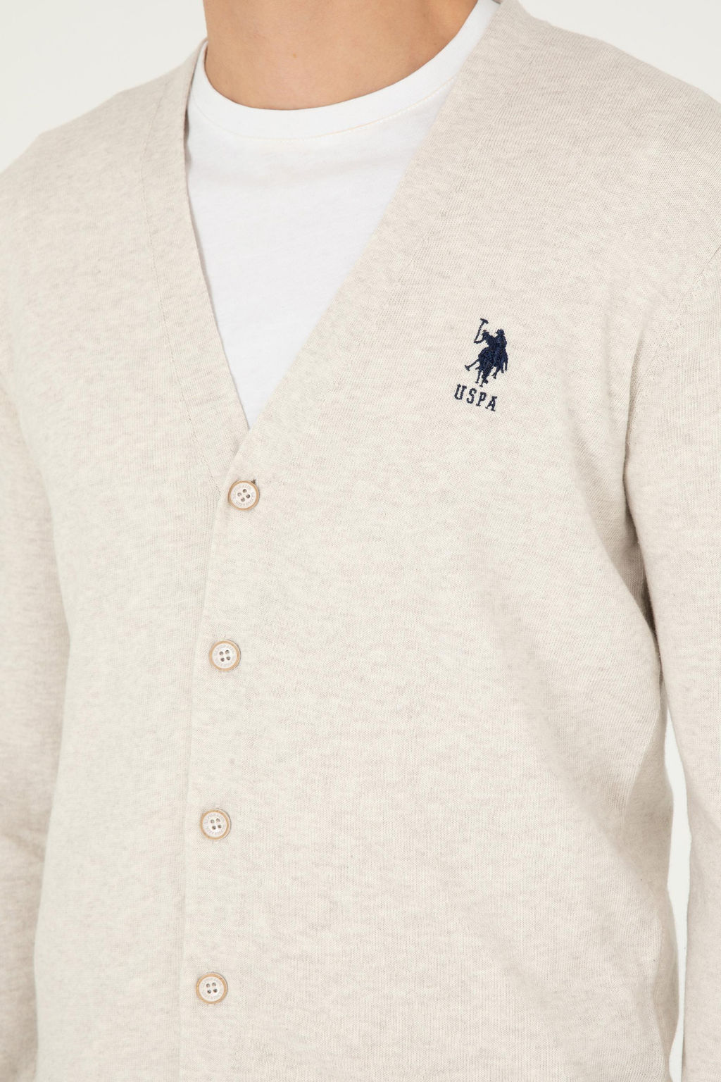 Мужской базовый трикотажный кардиган Stone Melange - U.s. polo assn фото 14