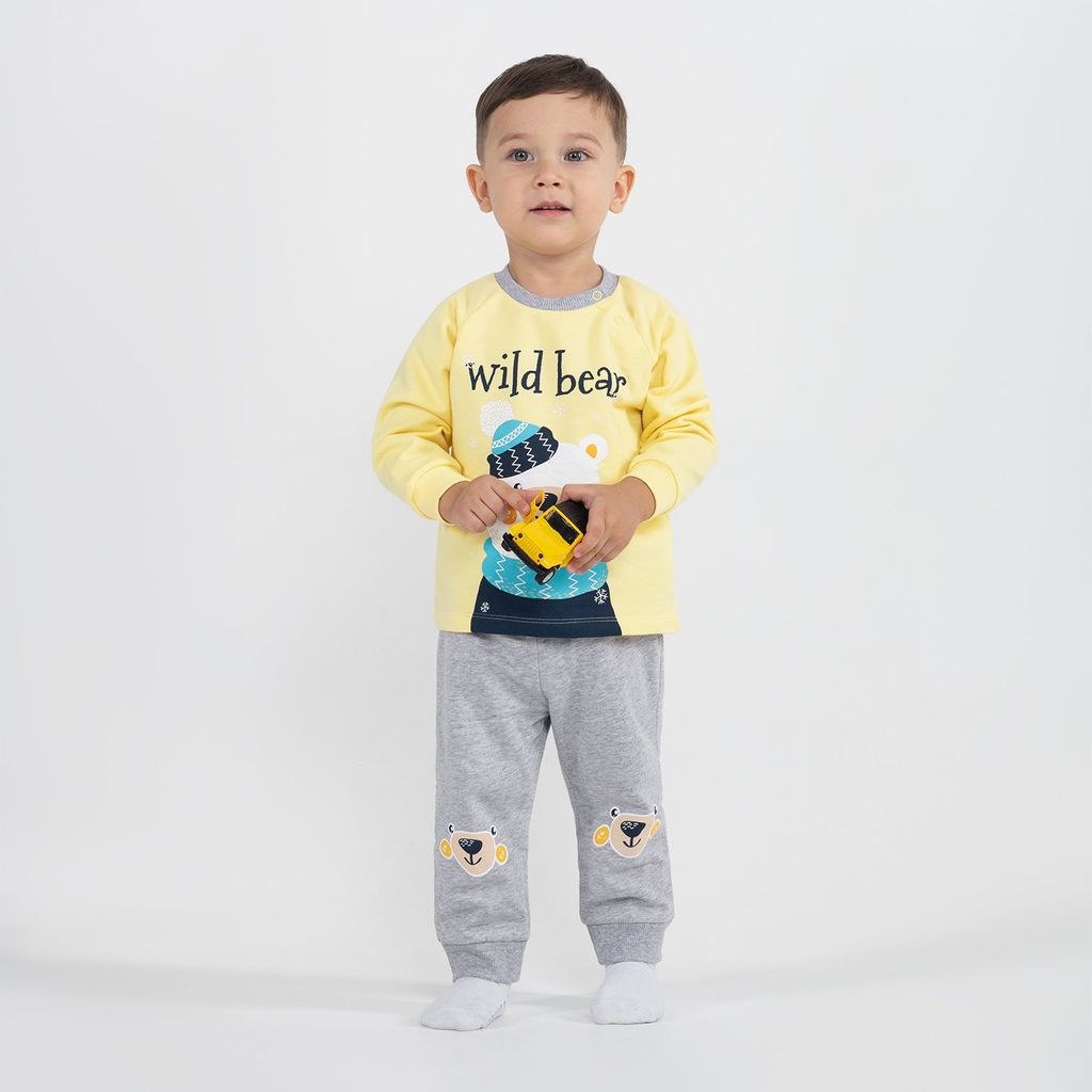 CRB wear/CWNB 90053-30-289 Комплект для мальчика (джемпер, брюки), светло-желтый-светло-серый меланж/Ex.Cherubino