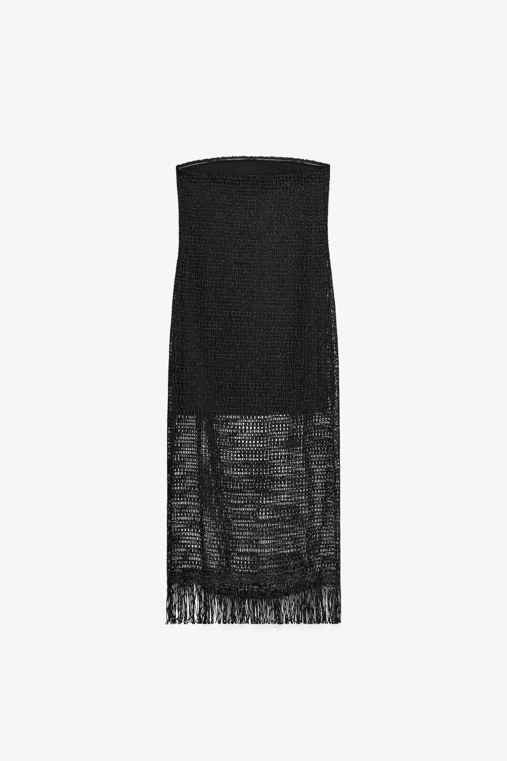 FRINGED STRAPLESS MIDI DRESS - Zara фото 8