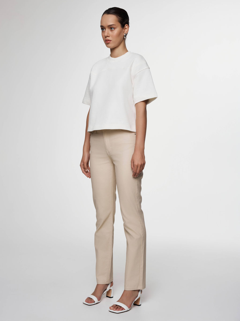 CONTE Футболка из футера с вставкой в рубчик LD 2575 off-white