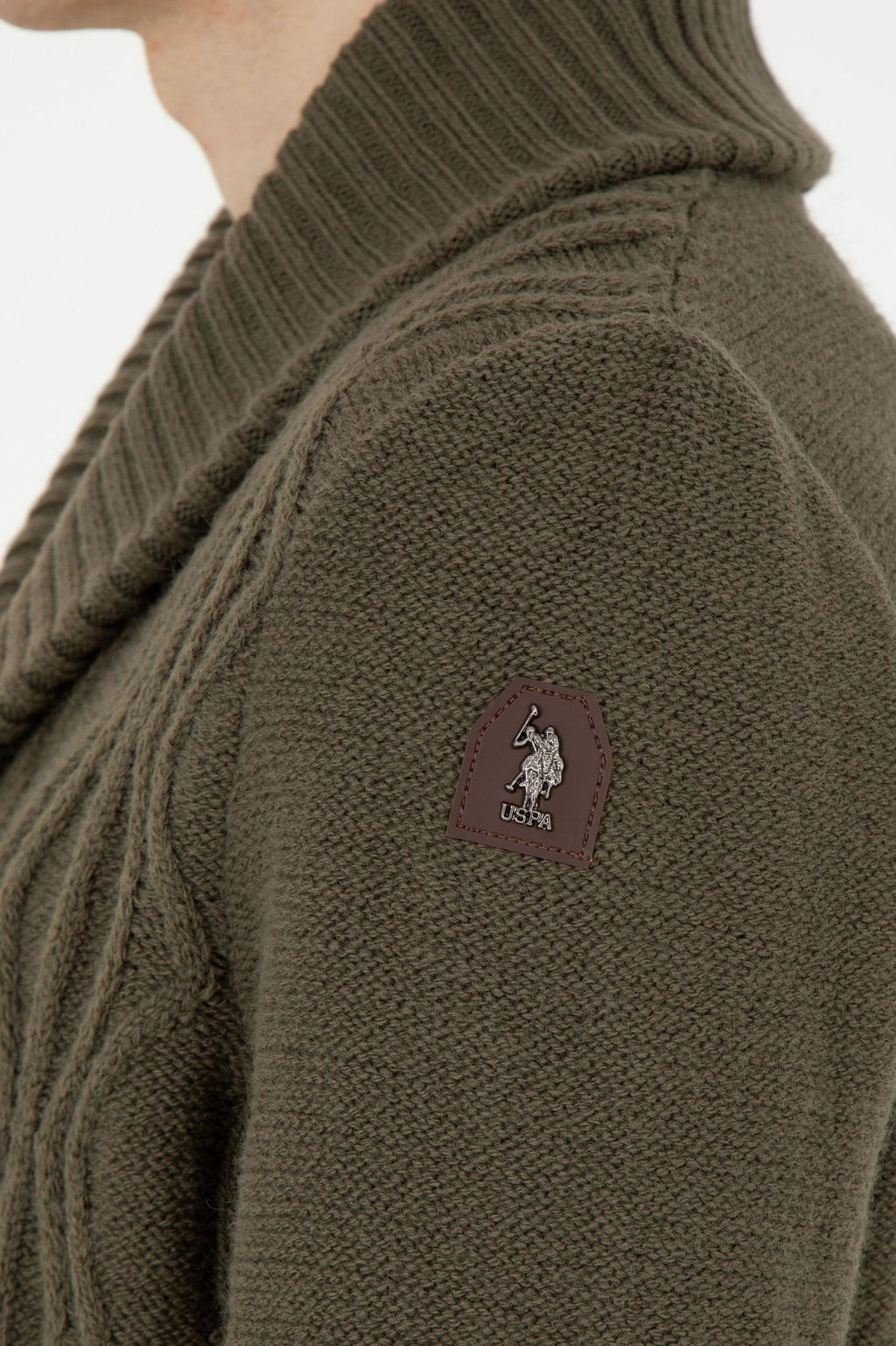 Мужской трикотажный кардиган цвета хаки - U.s. polo assn фото 14
