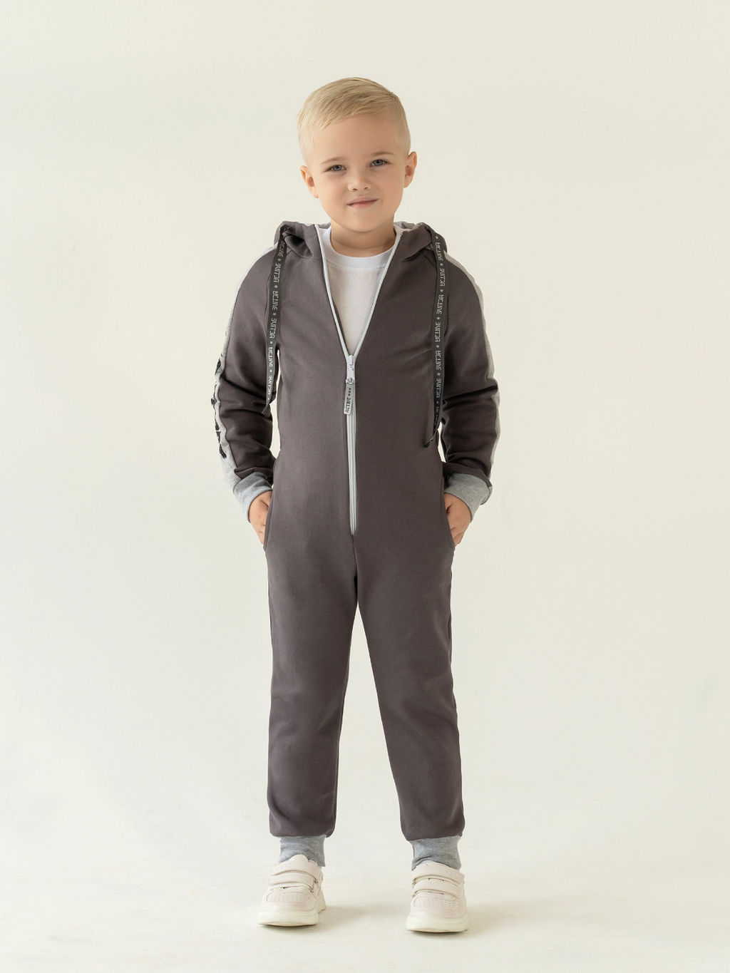 Комбинезон детский с капюшоном серый актив спорт