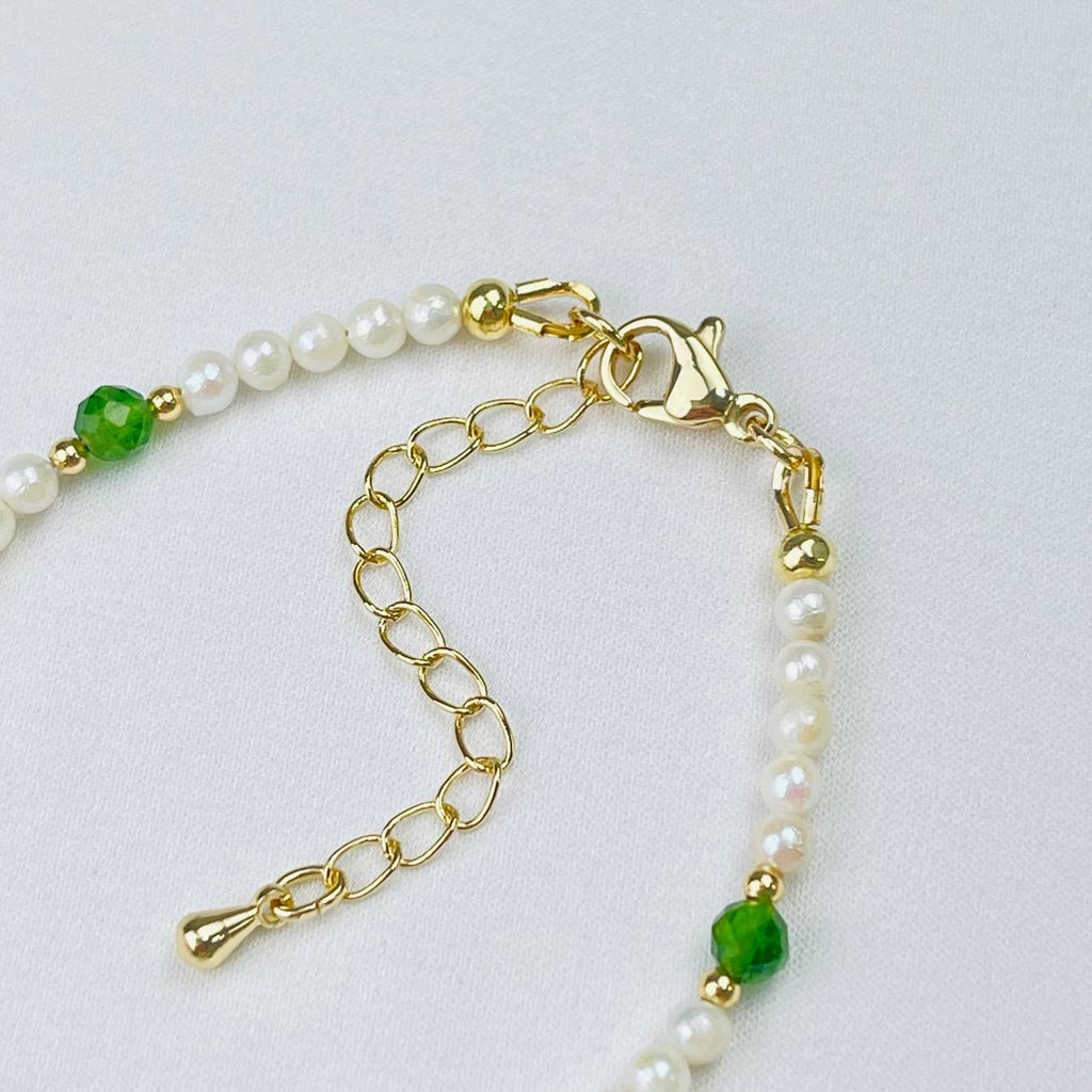 Браслет из Жемчуга и Хромдиопсида 16 см +