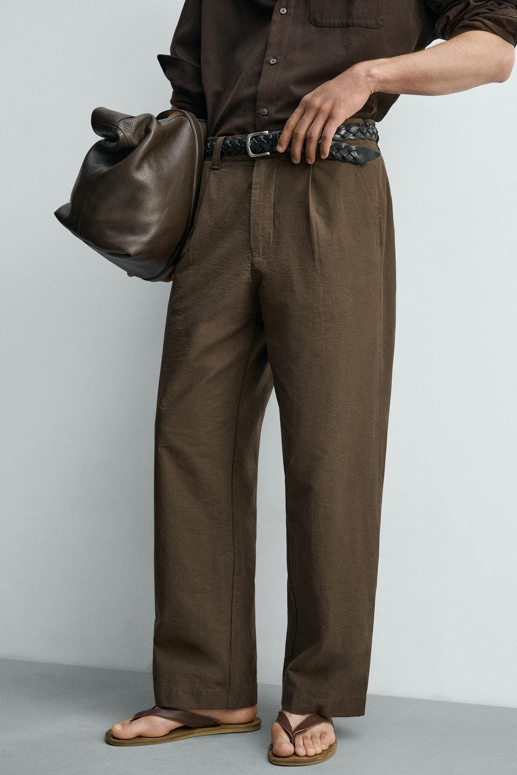 PANTAL?N WIDE FIT PLIEGUES / Marr?n chocolate - Zara фото 5