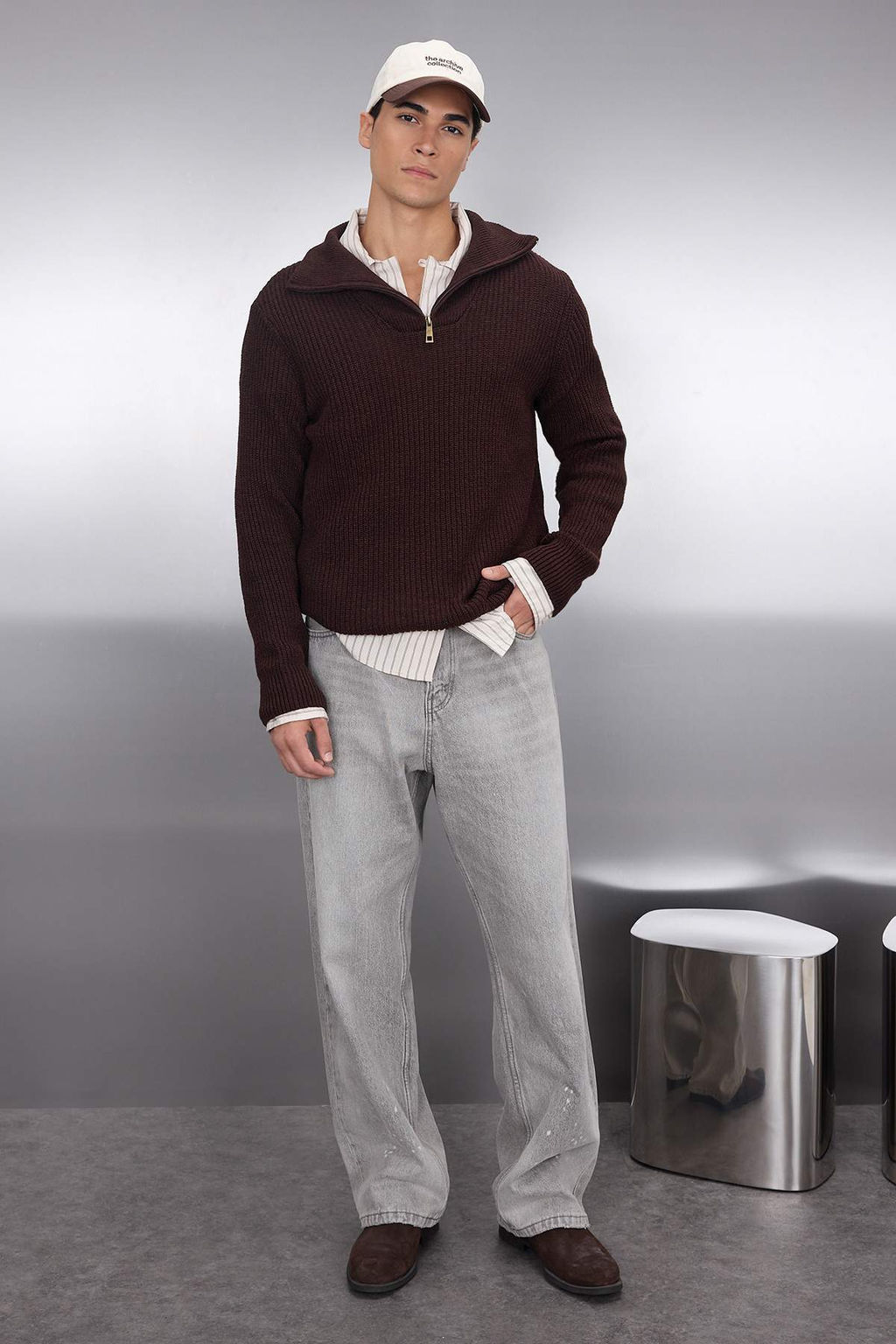 TRENDYOL MAN Ekru Regular Fit Yunlu Fermuarl? Bal?kc? Yaka Triko Kazak TMNAW22KZ0347 - Trendyolmilla фото 74