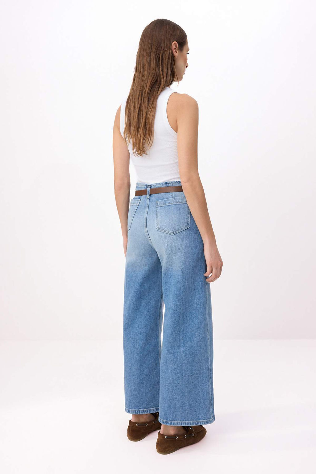 Mavi Kemerli Normal Bel Az Esnek Culotte Bilek Boy Jeans TWOSS26JE00195 - Trendyolmilla фото 4