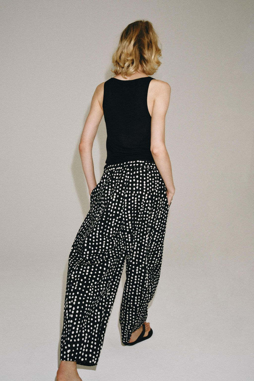 PANTAL?N PIJAMERO LUNARES ZW COLLECTION / Negro / Crudo - Zara фото 4