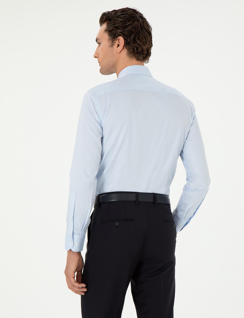 Голубая зауженная рубашка с длинным рукавом - Cacharel фото 5