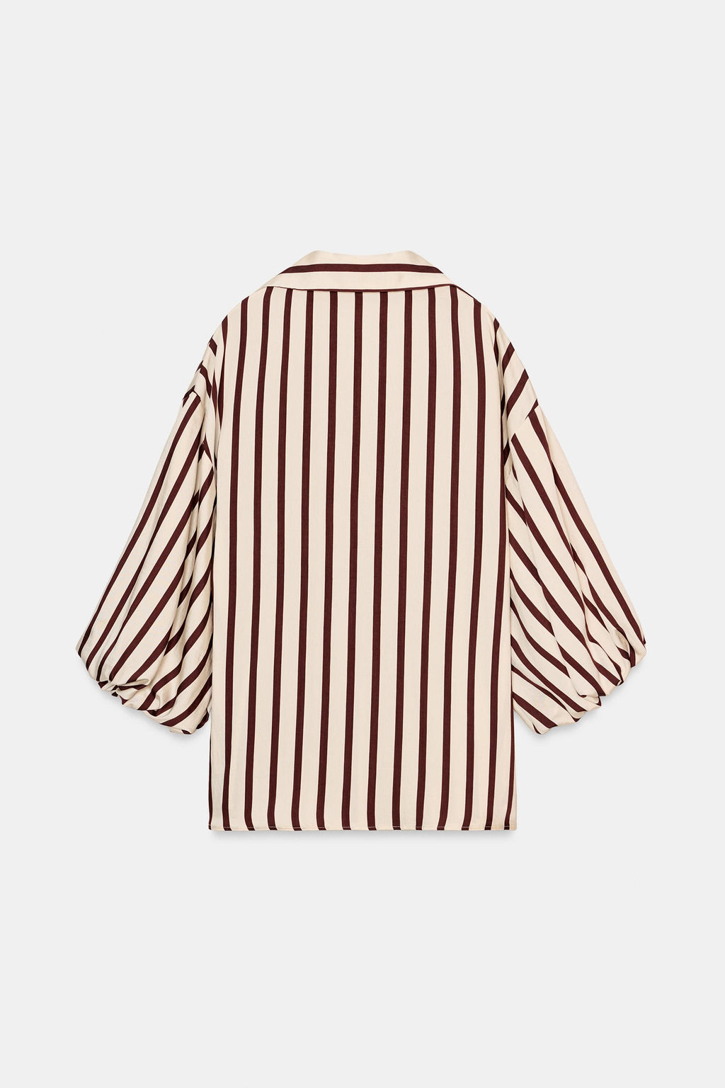 CAMISA RAYAS MANGA ABULLONADA / Crudo / Granate - Zara фото 7