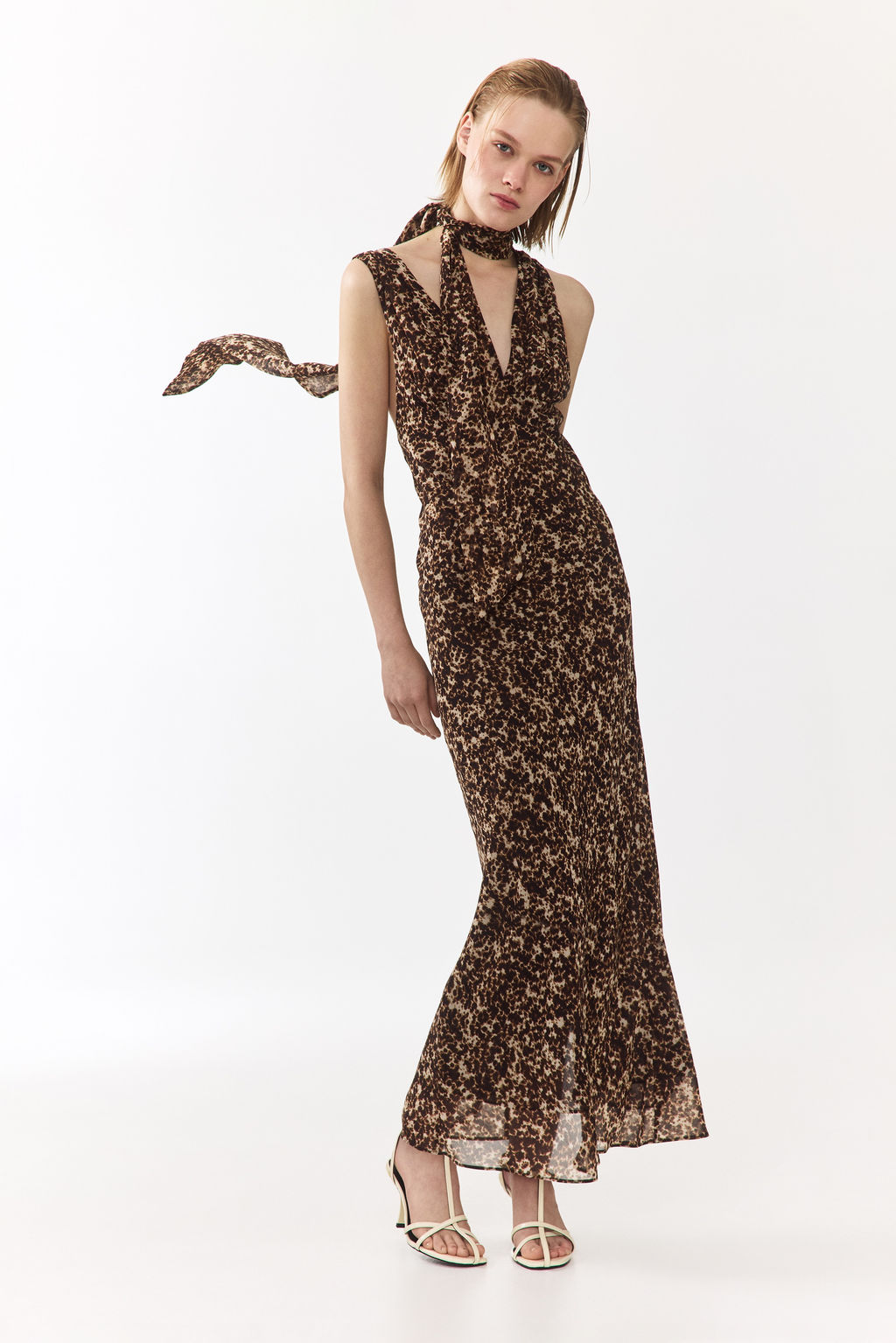 Vestido de gasa con fular decorativo - H&m фото 6