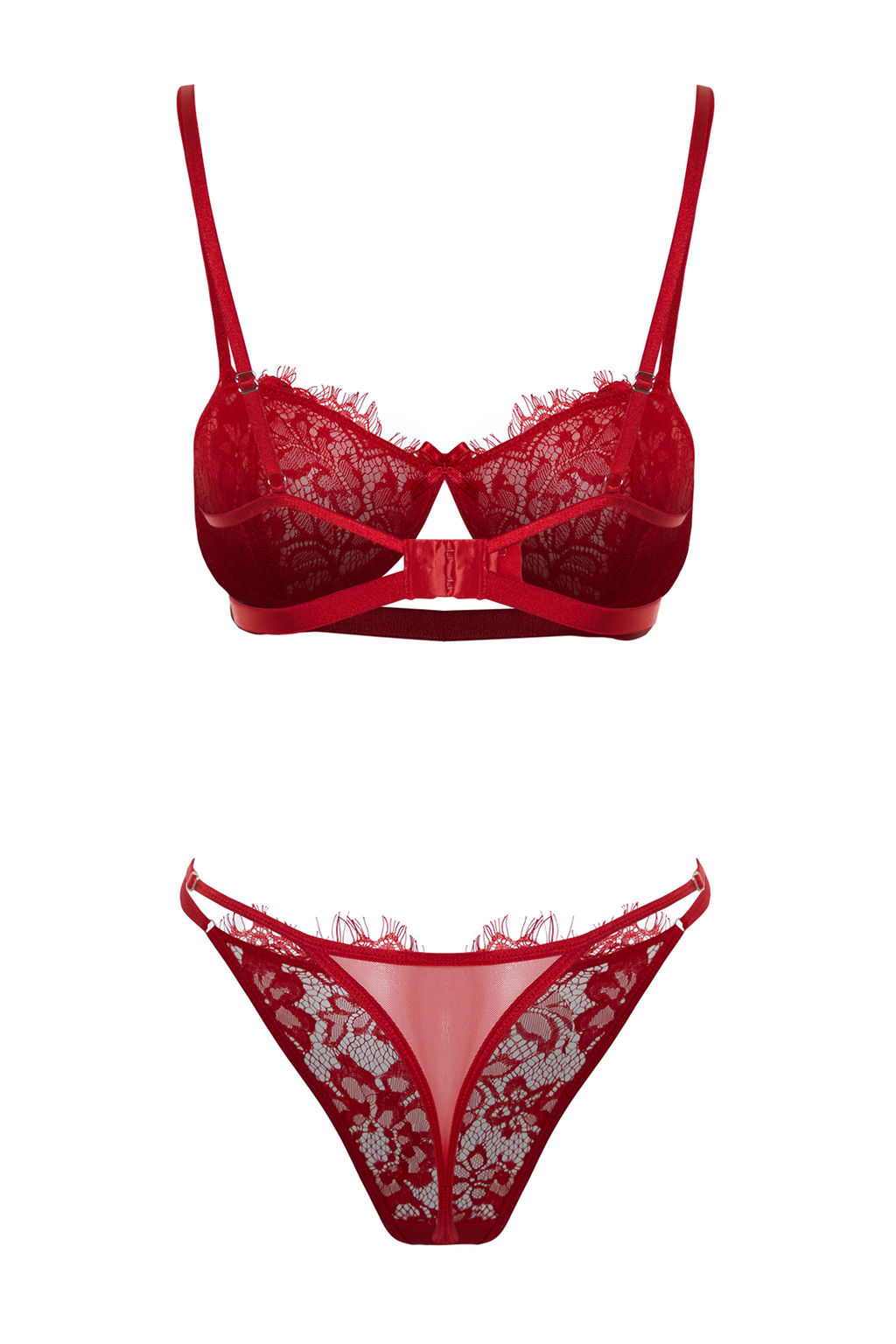 TRENDYOLMILLA K?rm?z? Dantelli Kurdele/Fiyonklu Ip Ask?l? Balenli Kaps?z Orme Ic Camas?r? Tak?m? THMAW23CC00013  фото 20