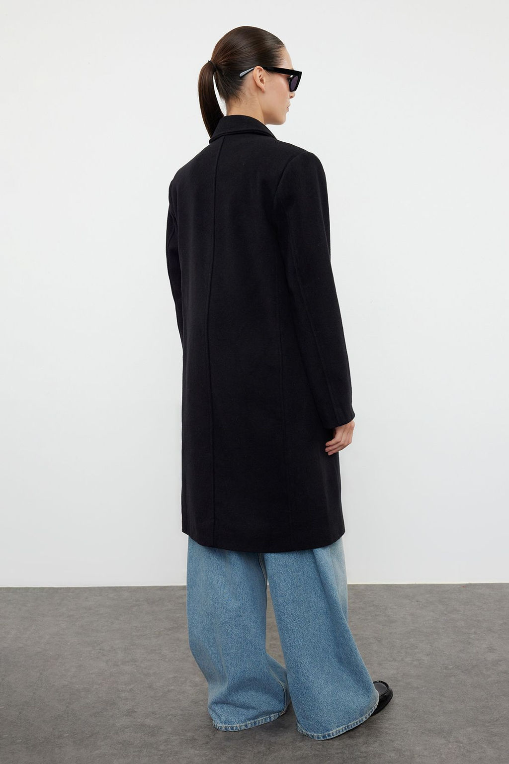 Trendyolmilla Vizon Kruvaze Regular Yunlu Midi Kaban TWOAW25KB00016  фото 14