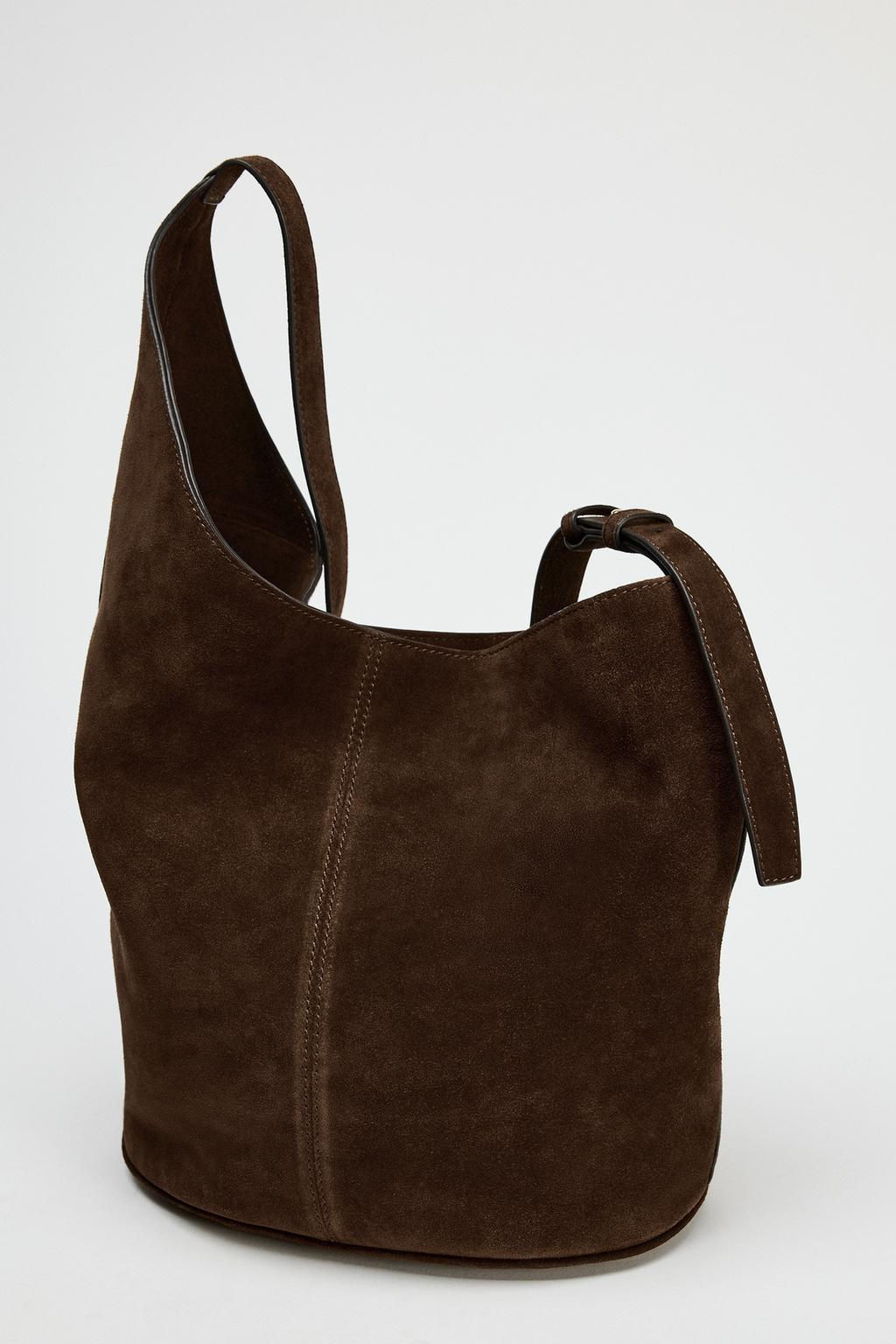 ASYMMETRIC SOFT SPLIT SUEDE BUCKET BAG - Zara фото 3