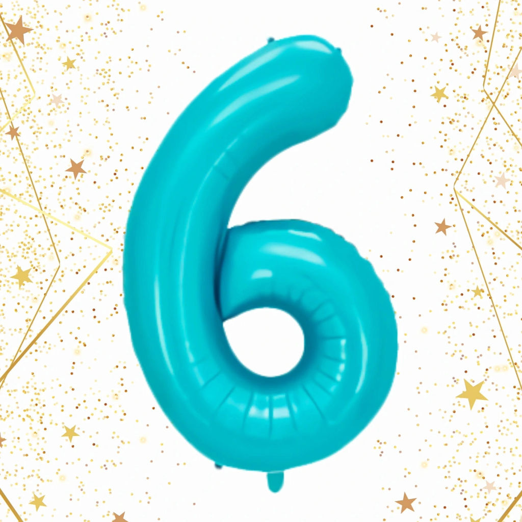 Шар фольгированный 32/81см "Цифра "6" (голубой)
