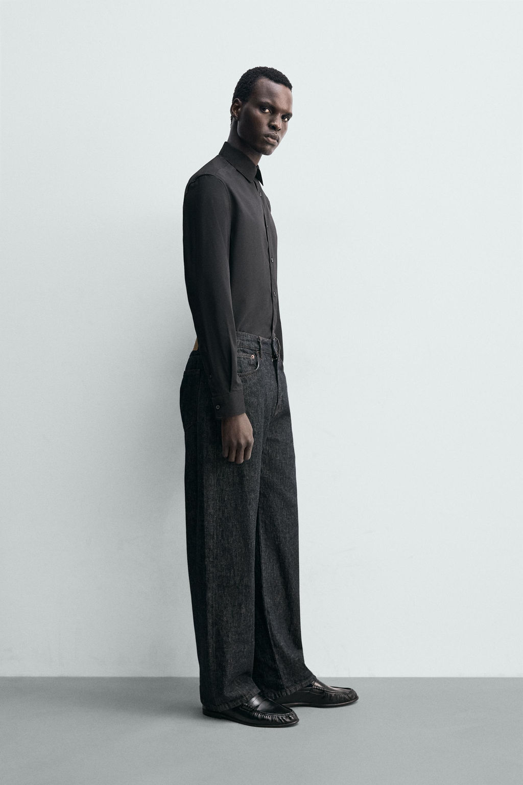 Рубашка Zara CAMISA SLIM FIT черная