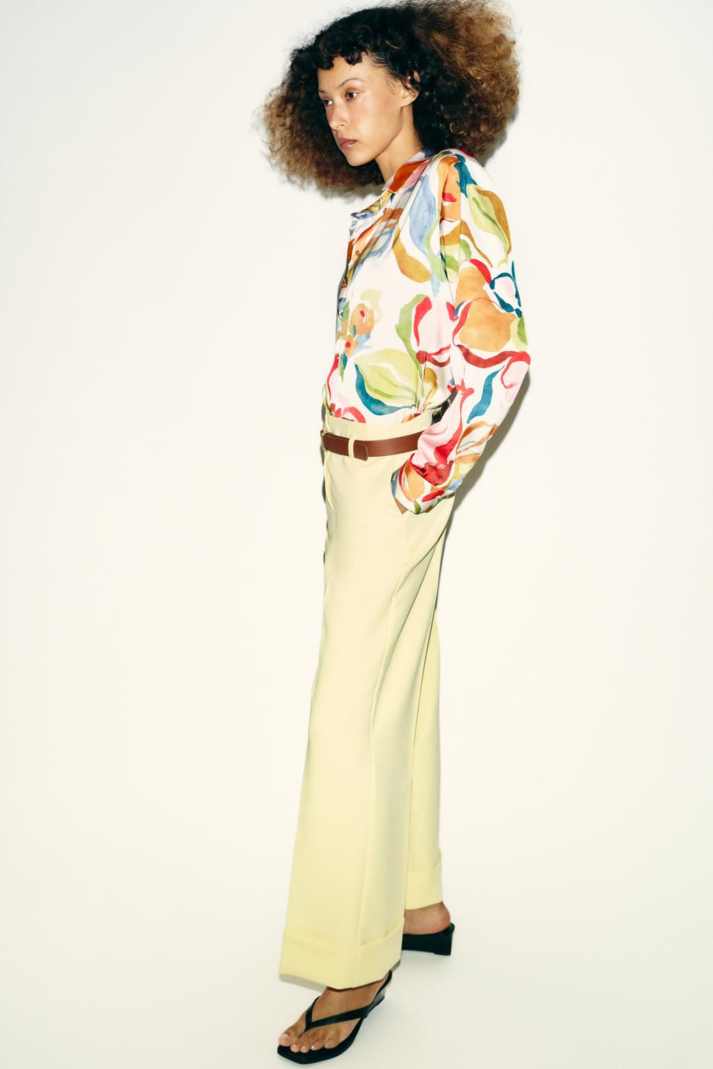 FLORAL PRINT SATIN SHIRT - Zara фото 5