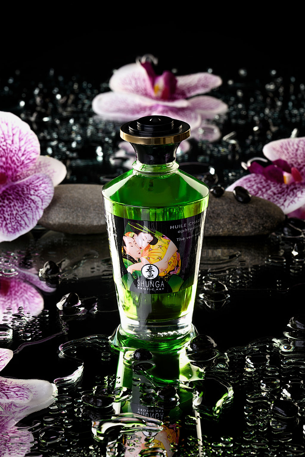 Масло массажное для тела Shunga Экзотический зеленый чай (Exotic Green Tea), разогревающее, 100мл.