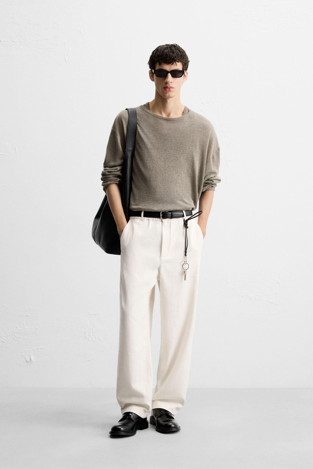 TEXTURED REGULAR FIT TROUSERS - Zara фото 31