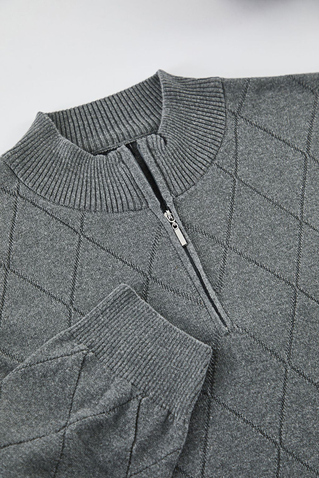 TRENDYOL MAN Gri Erkek Regular Yar?m Bal?kc? Yaka Baklava Triko Buyuk Beden Kazak TMNAW25AN00007 - Trendyolmilla фото 14