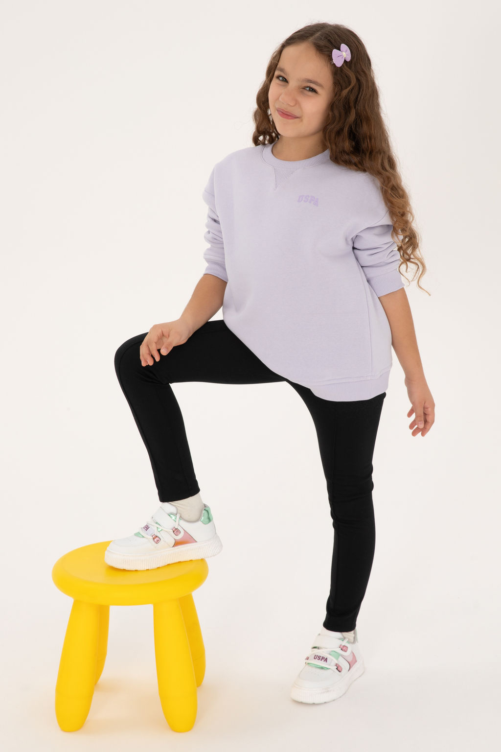 K_z _ocuk Lila _ardonlu Bisiklet Yaka Basic Sweatshirt Sepette S_rpriz _ndirim - U.s. polo assn фото 9