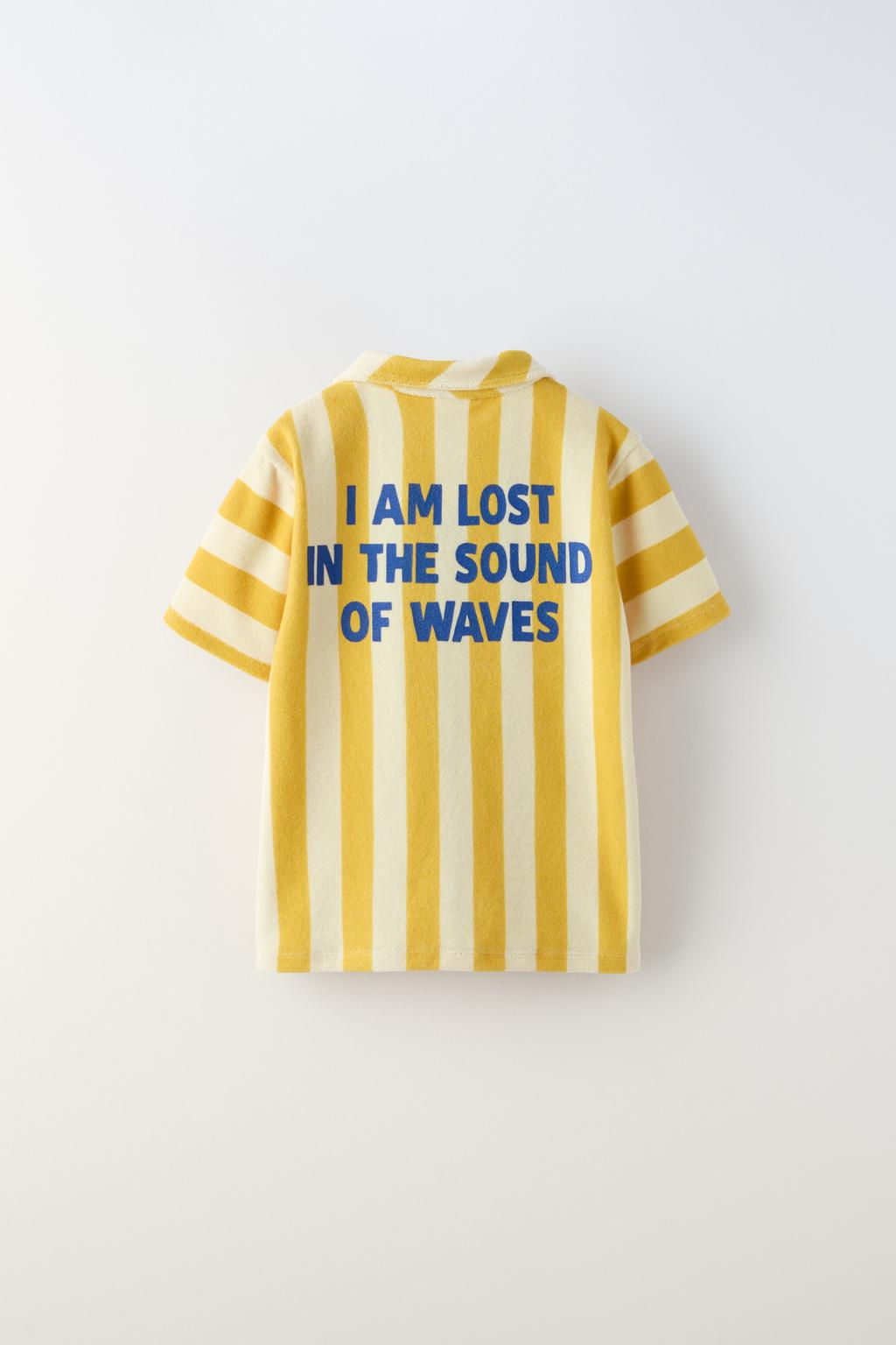 ISLEMELI CIZGILI HAVLU KUMAS POLO YAKA T-SHIRT - Zara фото 3