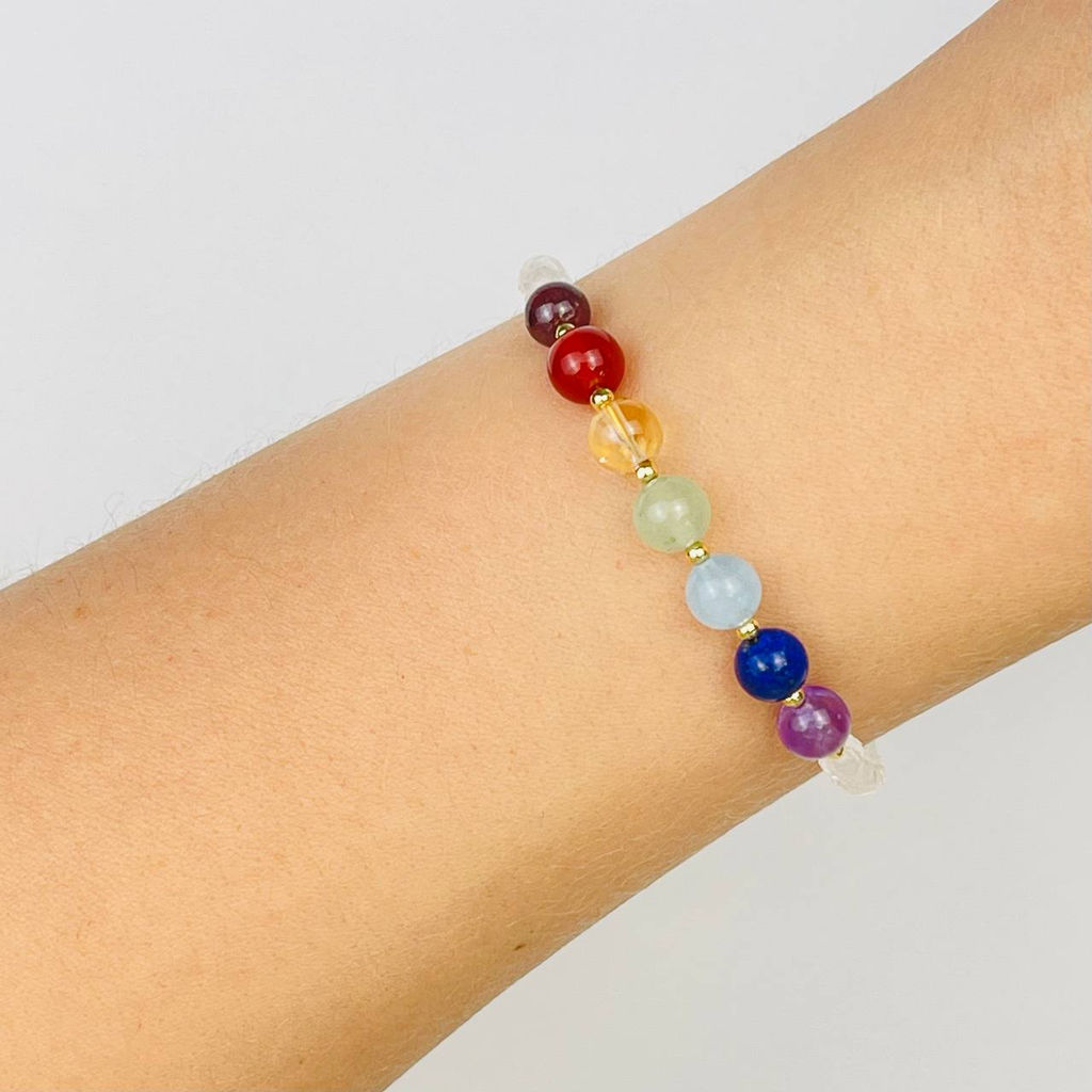 Браслет 7 чакр из Горного Хрусталя и Самоцветов