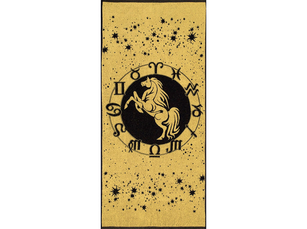 Полотенце махровое 6с102.411ж1 Зодиак-лошадь (т.желтый) 67х150см