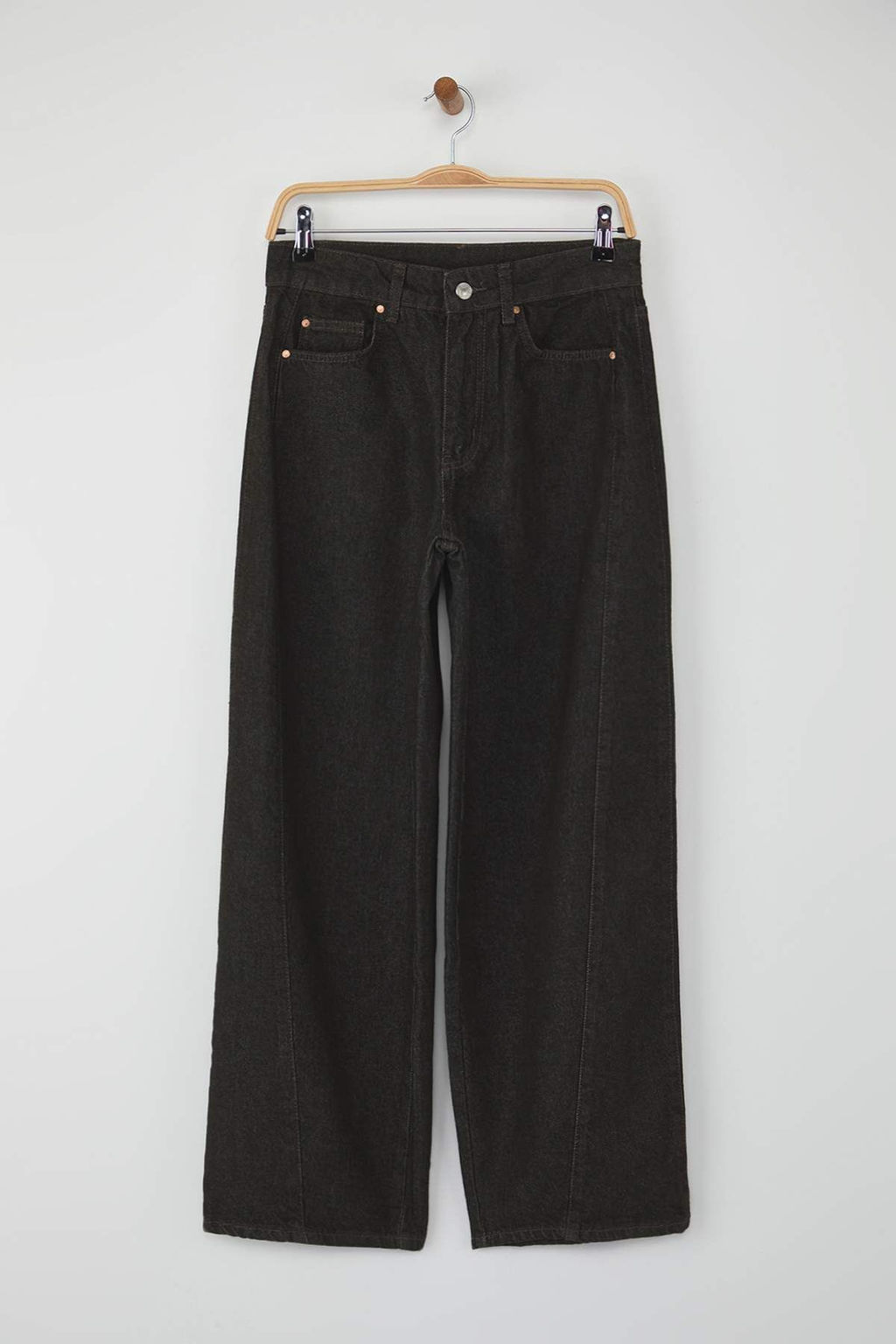 Siyah Orta Bel Dikis Detayl? Baggy Genis Kal?p Jeans TWOAW26JE00121 - Trendyolmilla фото 5