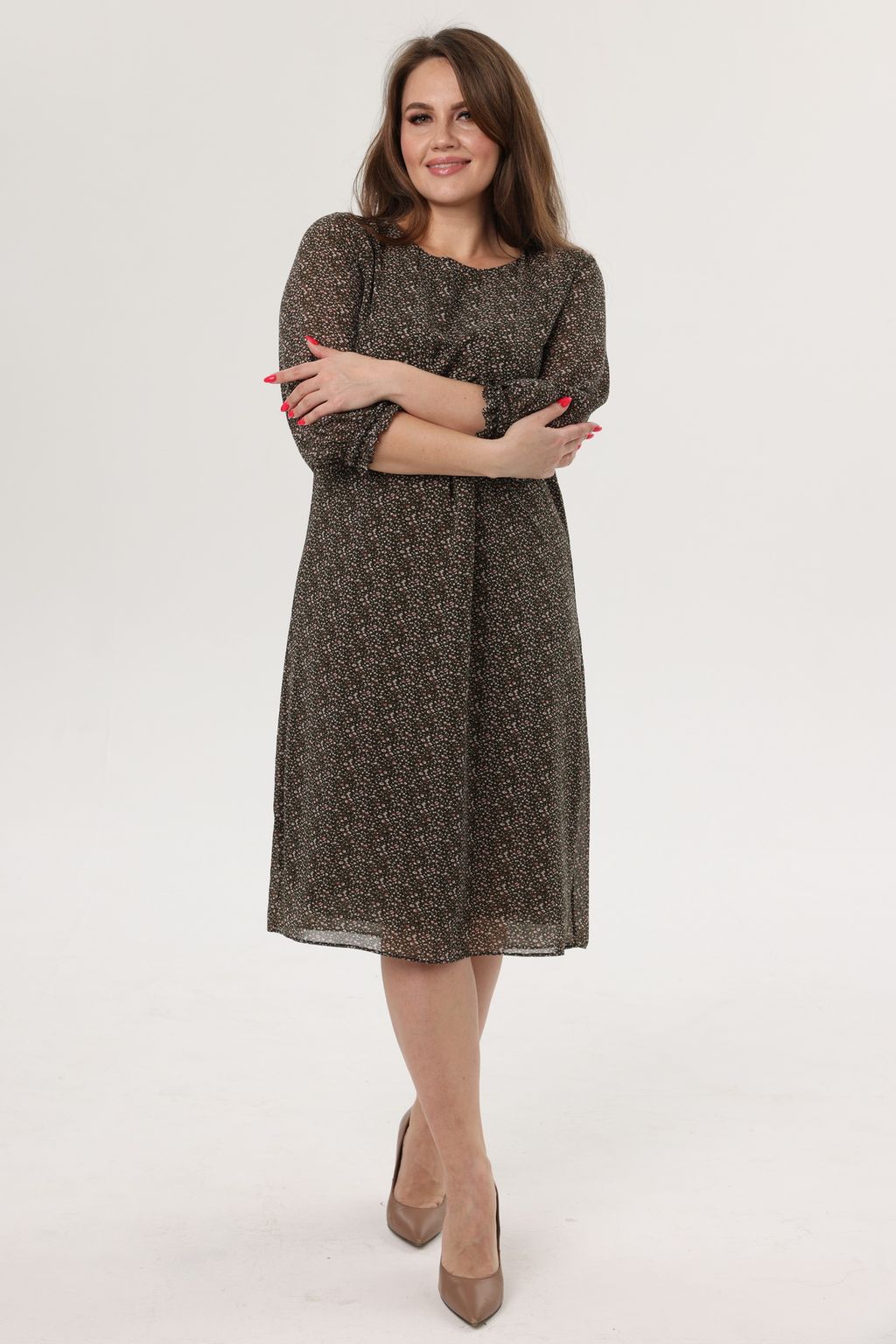 Платье женское 2122/86/Зеленый, белый