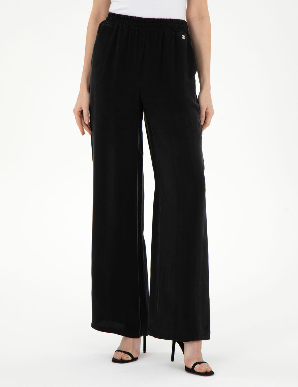 Siyah Kupro Kuma_ Loose Fit Pantolon