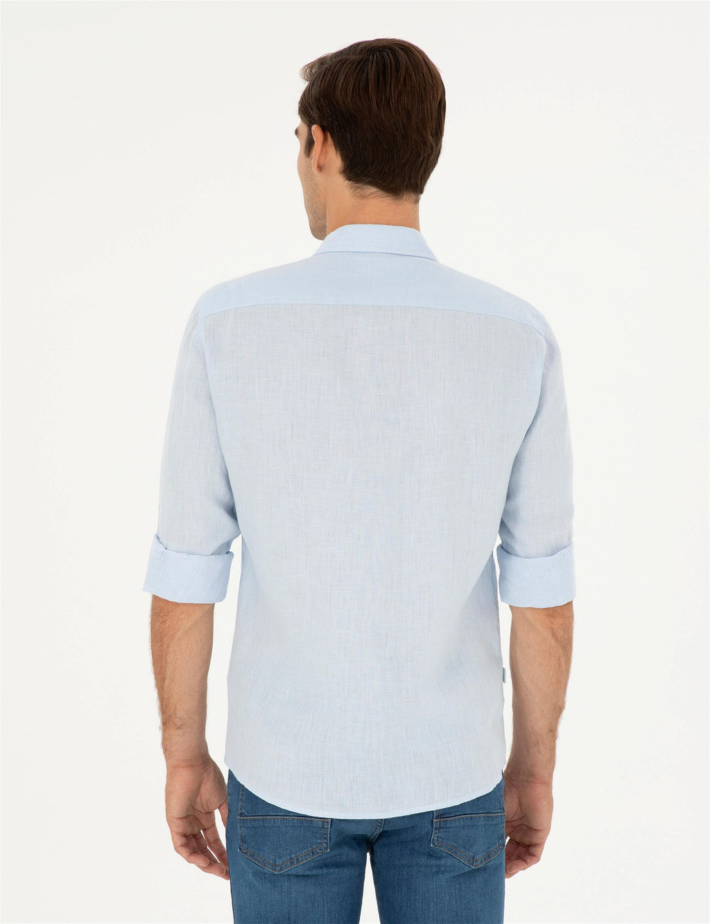 A__k Mavi Keten Regular Fit Uzun Kollu G_mlek - Pierre cardin фото 5