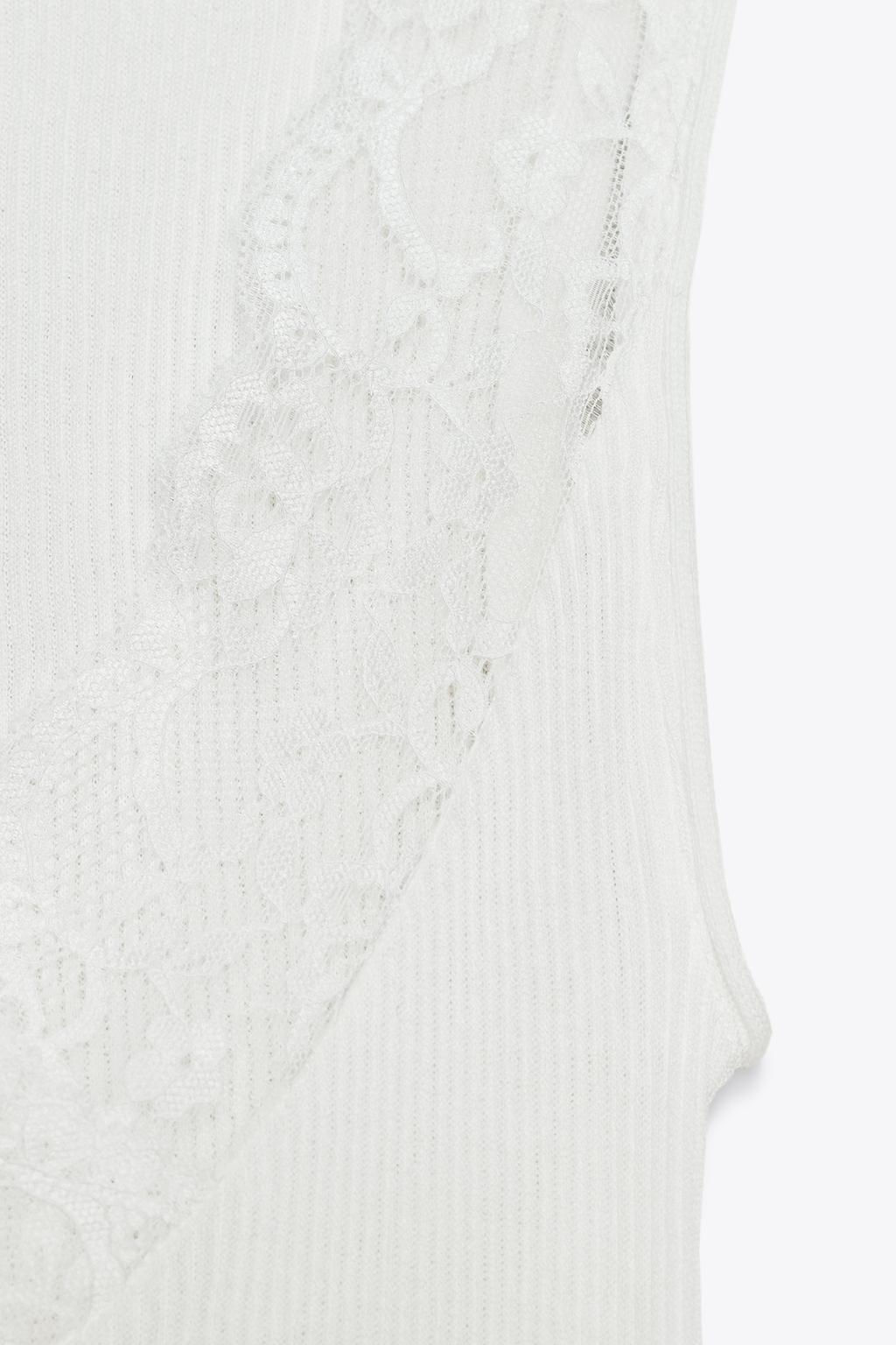 LACE RIBBED T-SHIRT - Zara фото 6