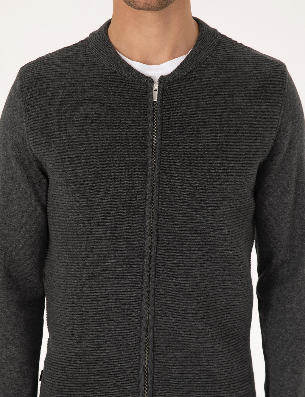 A__k Gri Melanj Slim Fit Fermuarl_ Triko H_rka - Pierre cardin фото 6