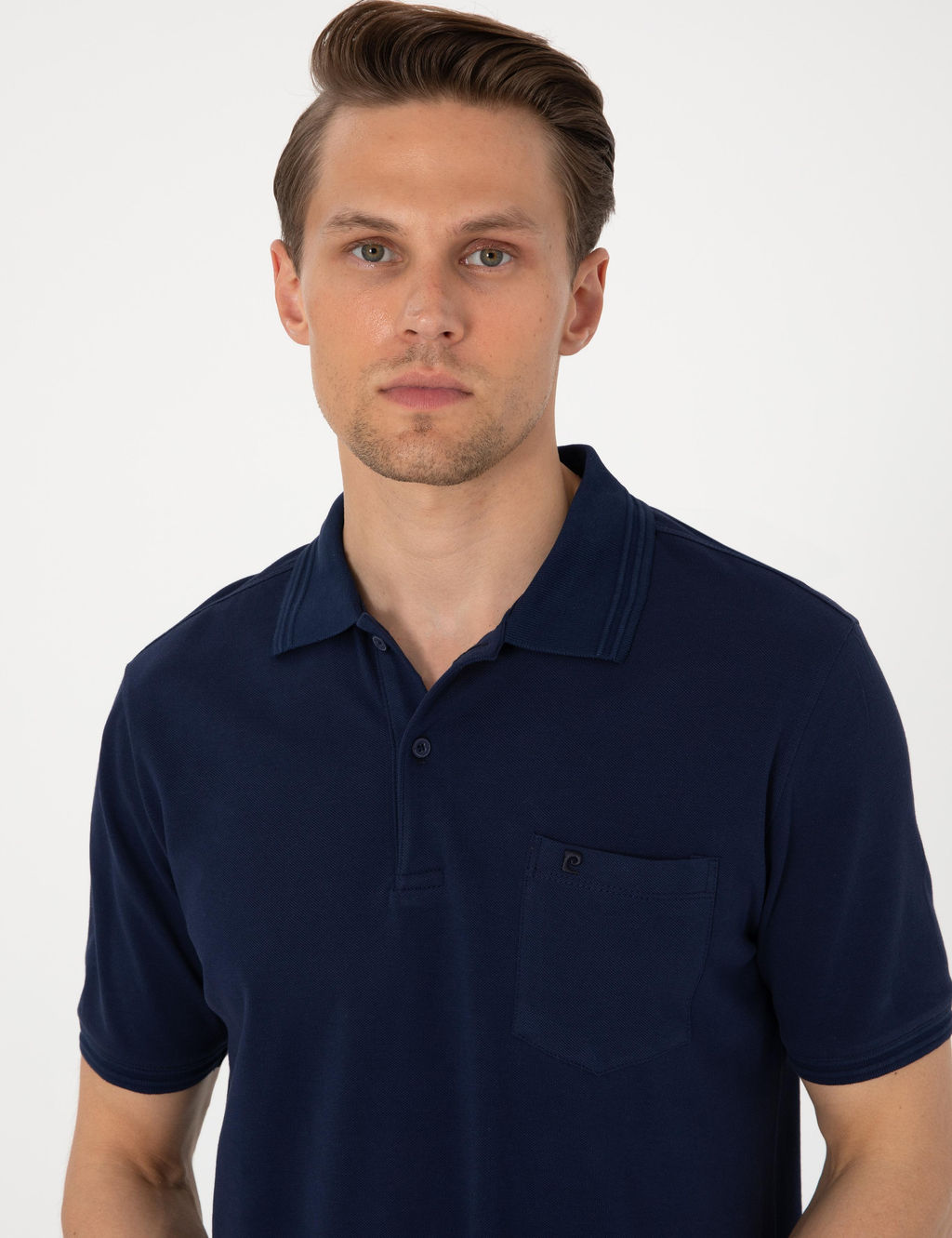 Lacivert Regular Fit %100 Pamuk Polo Yaka Basic Ti__rt