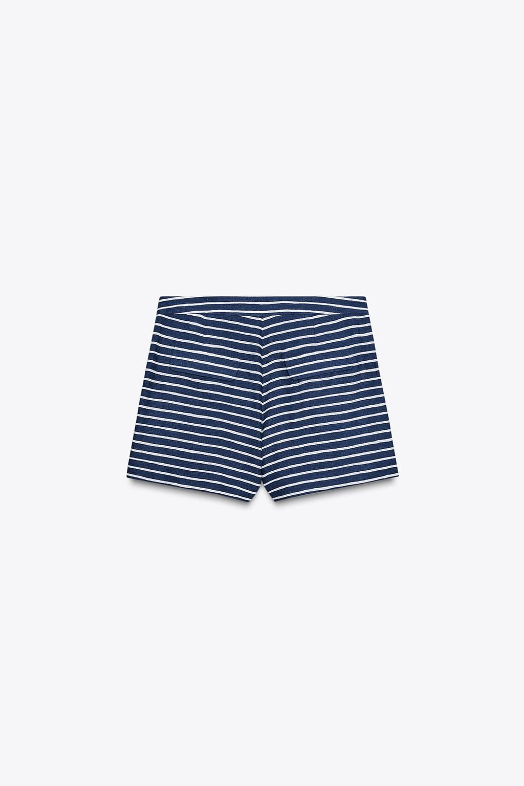 STRIPED LINEN BLEND BERMUDA SHORTS - Zara фото 4