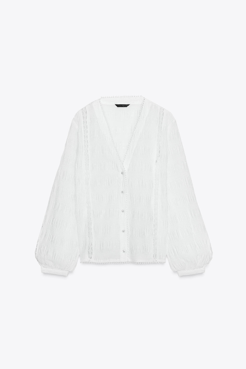 DOTTED MESH AND LACE TRIM BLOUSE - Zara фото 10