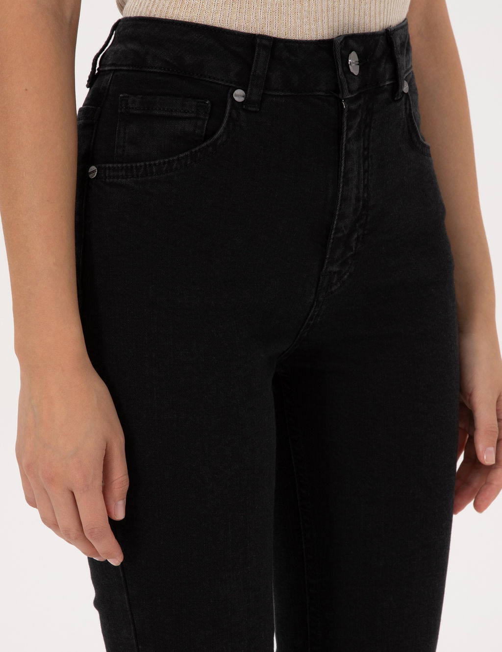 Siyah Skinny Flare Fit Jean Pantolon
