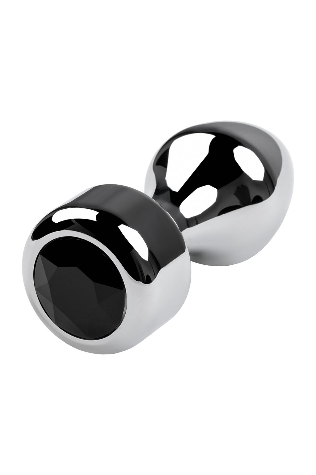 Анальная втулка Metal by TOYFA, металл, серебряная, с чёрным кристаллом, 10,8 см, 4 см, 200 г  фото 5