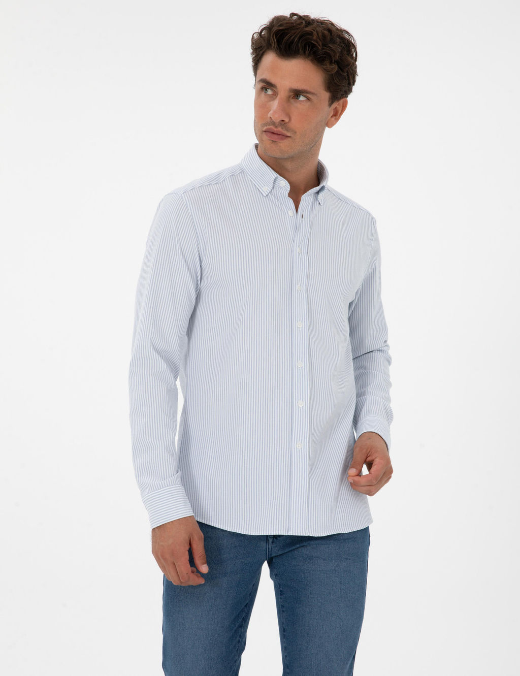 _ndigo Slim Fit _izgili Slim Fit G_mlek - Pierre cardin фото 3