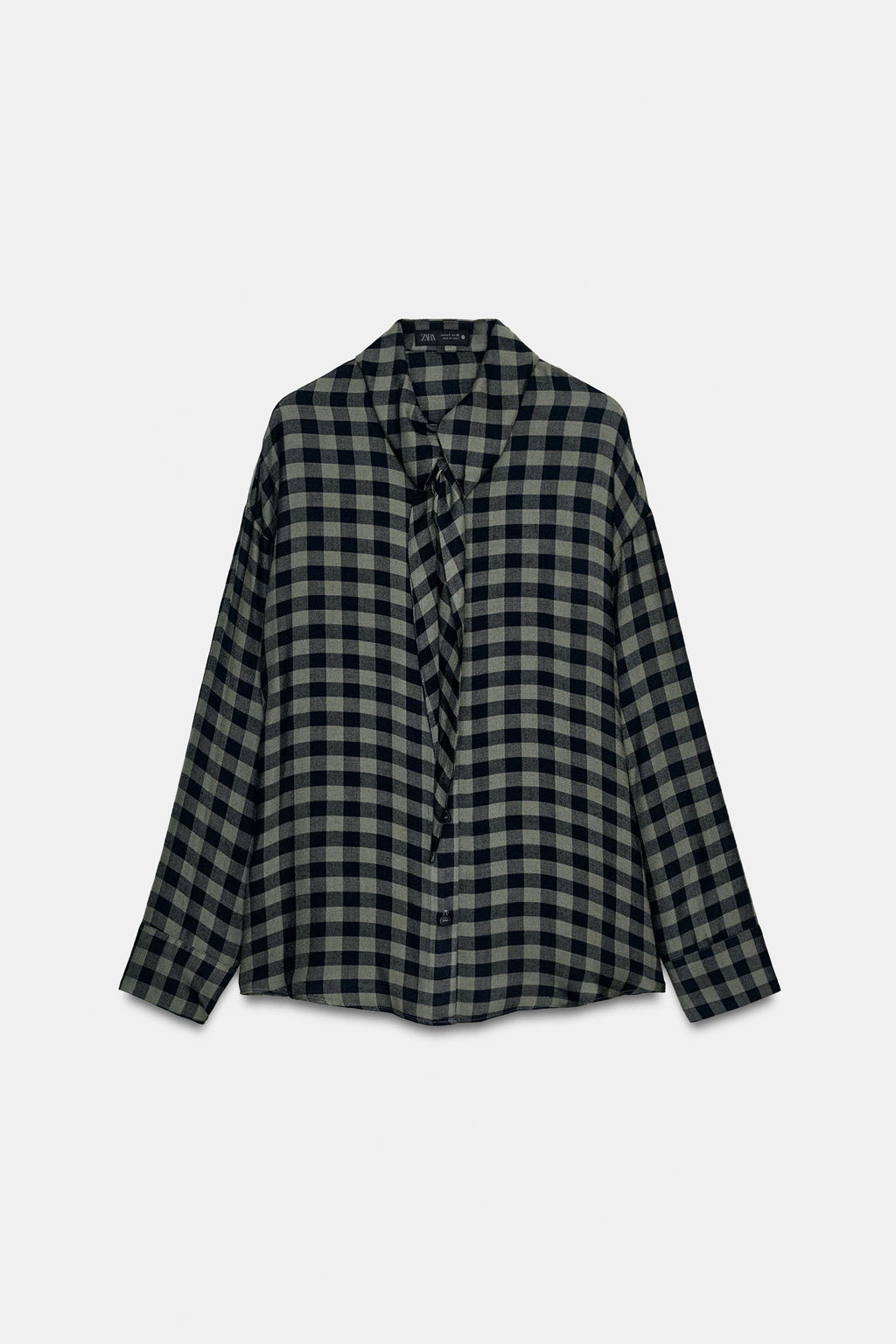 GINGHAM SHIRT WITH SCARF ZW COLLECTION - Zara фото 5