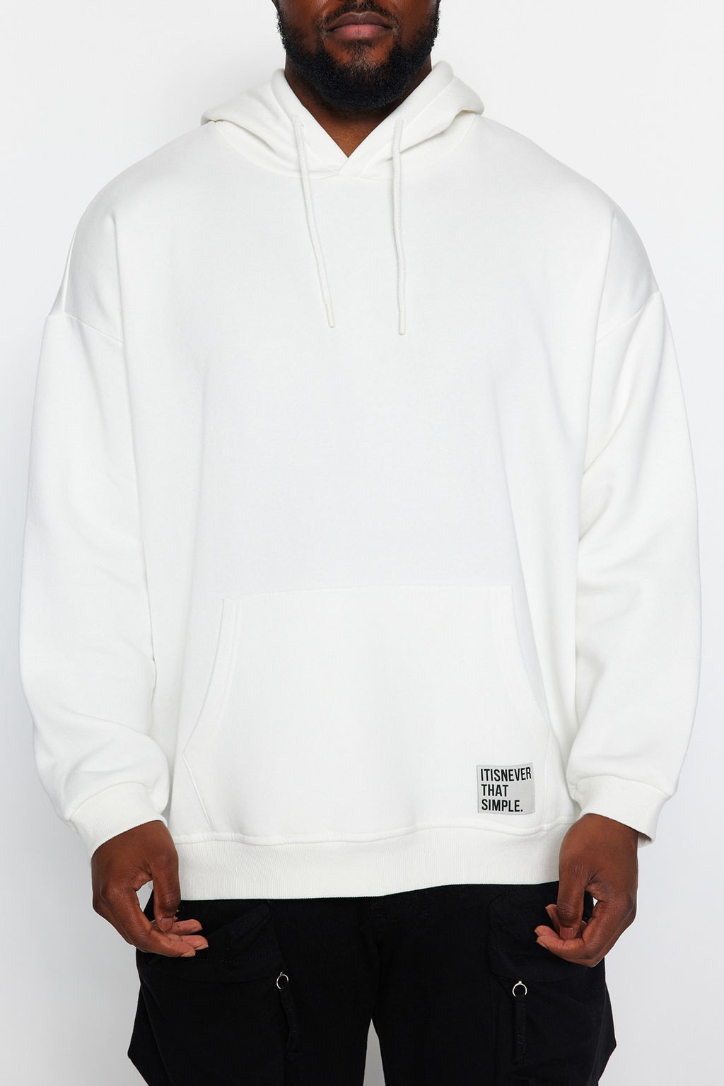 TRENDYOL MAN Antrasit Buyuk Beden Oversize Basic Rahat Kapusonlu Etiketli Ici Polarl? Sweatshirt TMNAW24AO00000 - Trendyolmilla фото 12