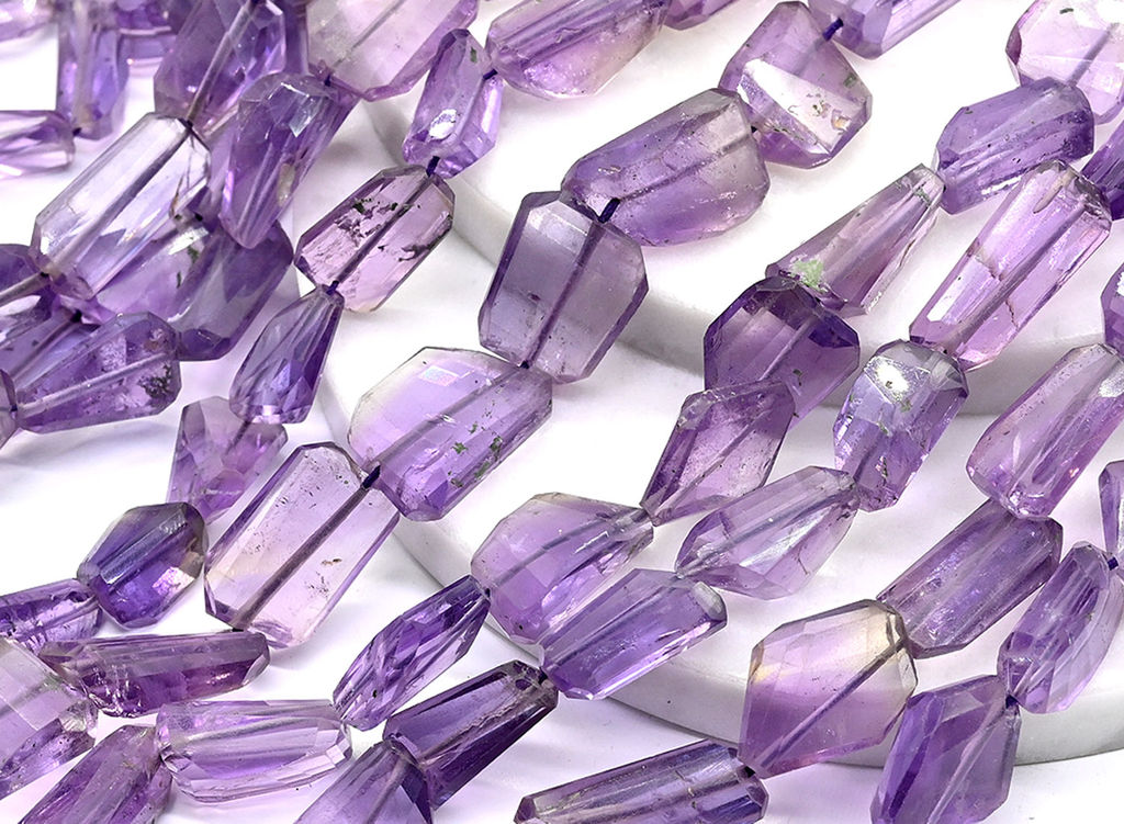 Бусины из аметиста граненые 10*20мм, 25см, 15 бусин, 19,7г Радуга камня