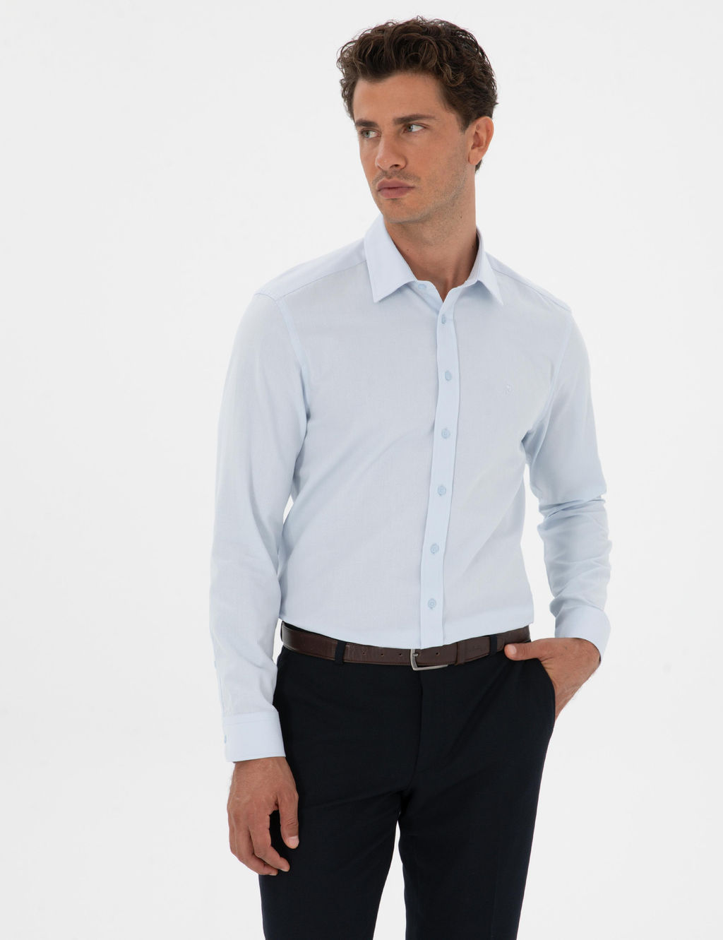 A__k Mavi Regular Fit Uzun Kollu G_mlek