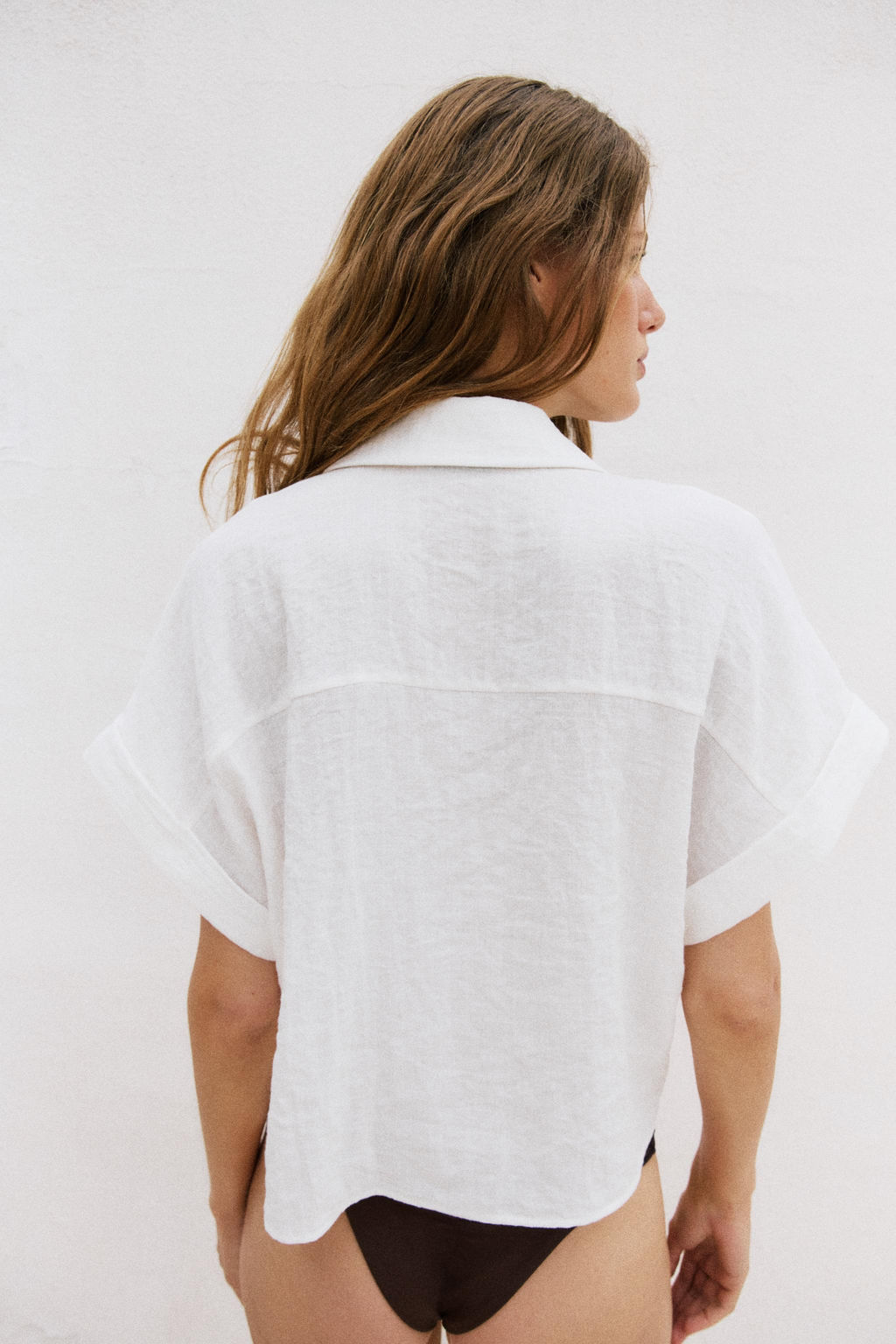 CAMISA CRUZADA MANGA CORTA / Blanco