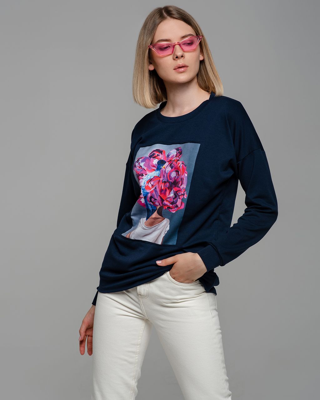 Удлинённый свитшот со вставкой ASTP037, джемпер, футер - Sahar art lab фото 6