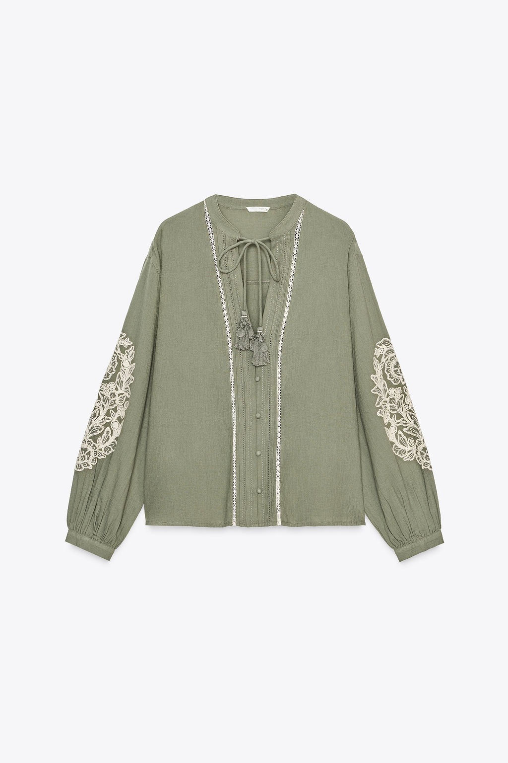 CONTRAST EMBROIDERY BLOUSE - Zara фото 5