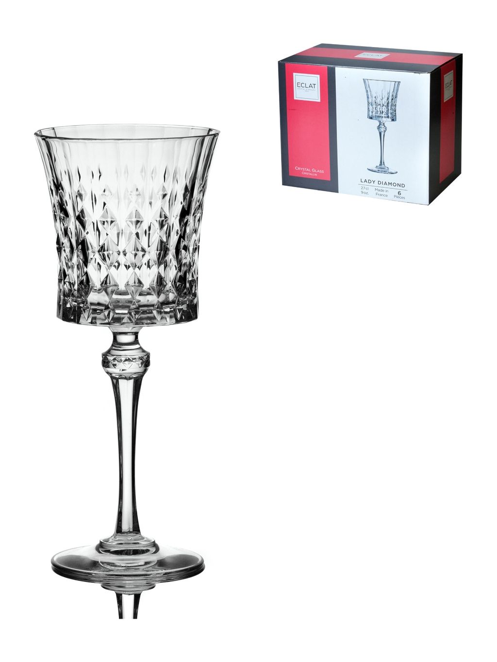 Набор фужеров (бокалов) для вина ЛЕДИ ДАЙМОНД 270мл 6шт